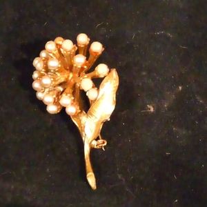 Antique gold and pearl pin